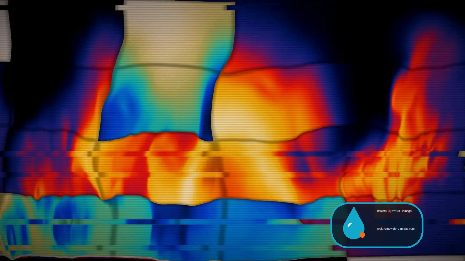 Thermal camera image revealing hidden moisture patterns, a key tool for water damage restoration Dallas, TX