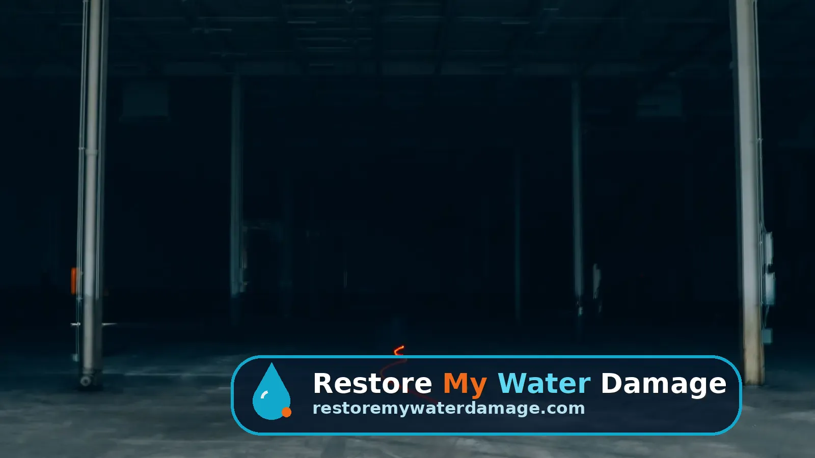 Empty warehouse with bare concrete floor and steel frame for water damage restoration New Brunswick Central Jersey, NJ