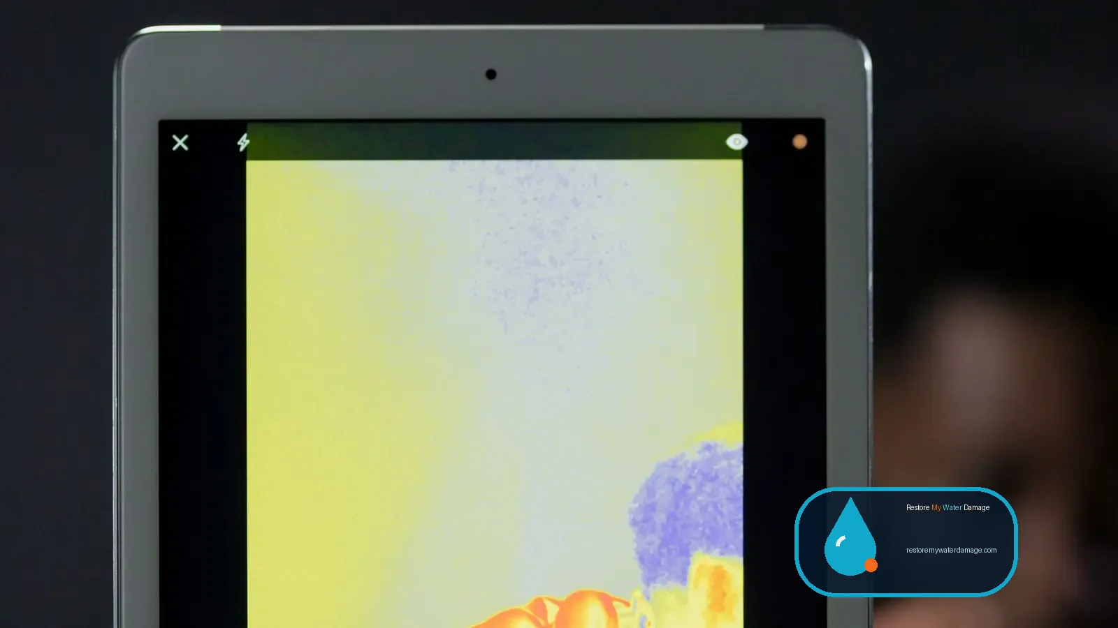 Thermal imaging display used to find hidden moisture for water extraction and structural drying